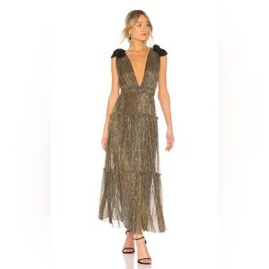 Sabina Musayev Metallic Gold Maxi Dress